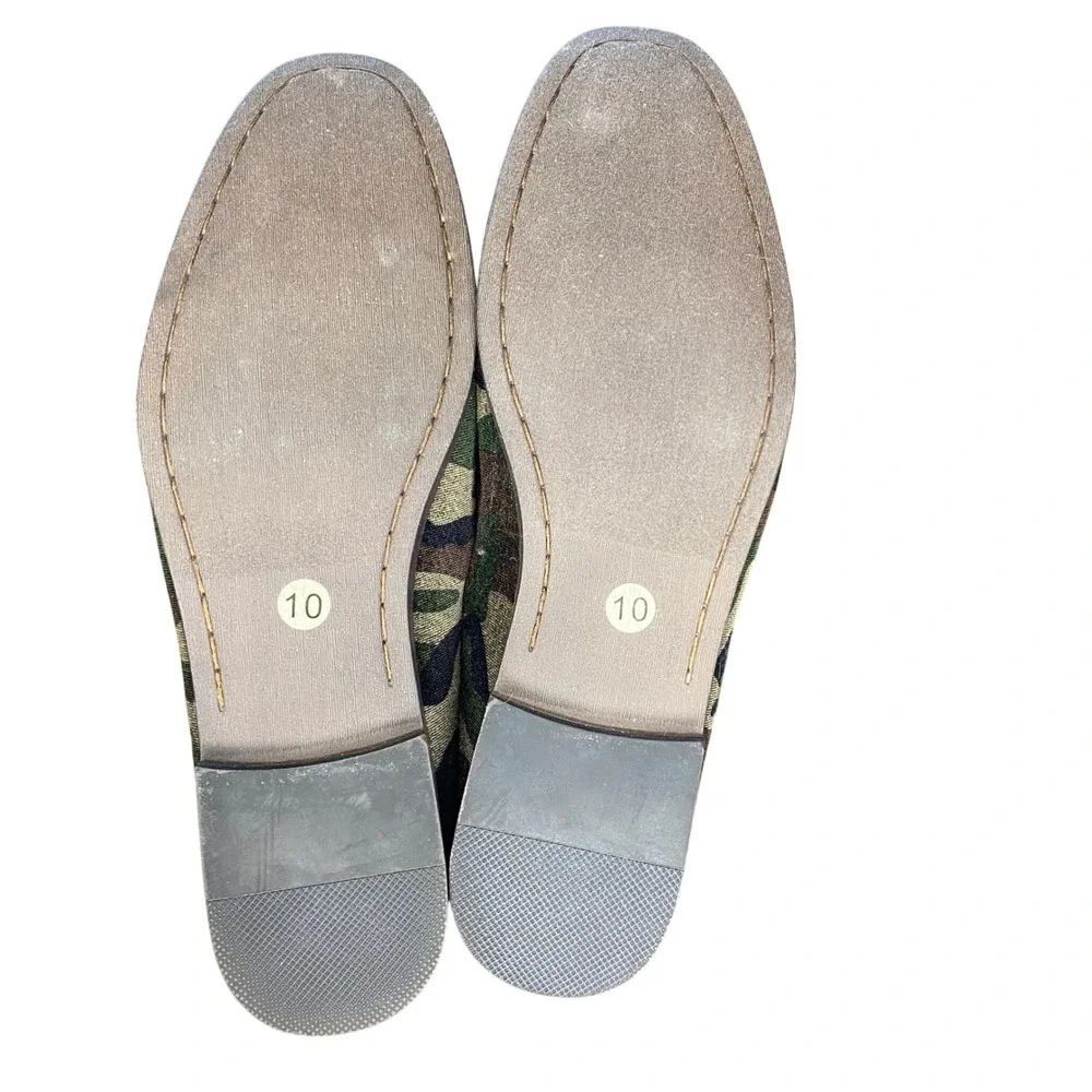 Guess Mens Camouflage Velvet Horsebit Loafer Green Brown Camo‎ Slip On Shoe 10